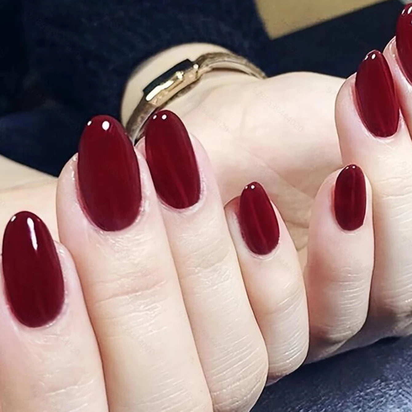 ARTAUG 24PCS Press On Nails Short Almond Wine Red High Saturation Fake Press On Nails Korean Press On Nails Valentine'S Day