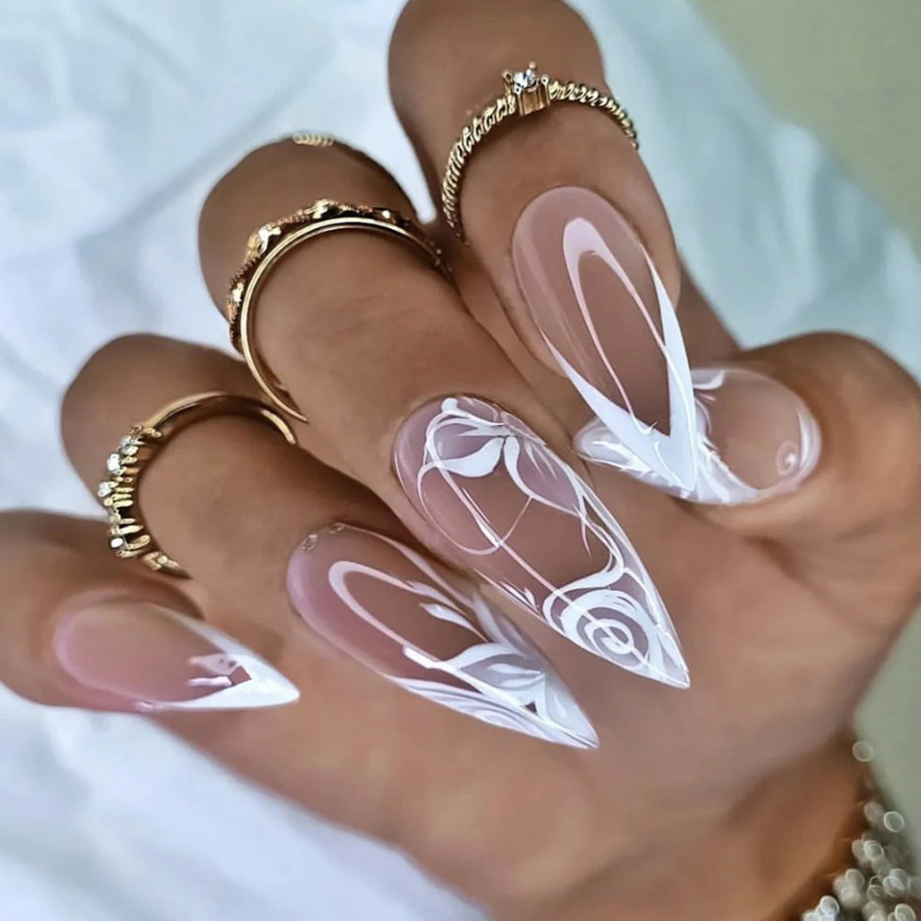 ARTAUG 24PCS Press On Nails Short Almond Wine Red High Saturation Fake Press On Nails Korean Press On Nails Valentine'S Day