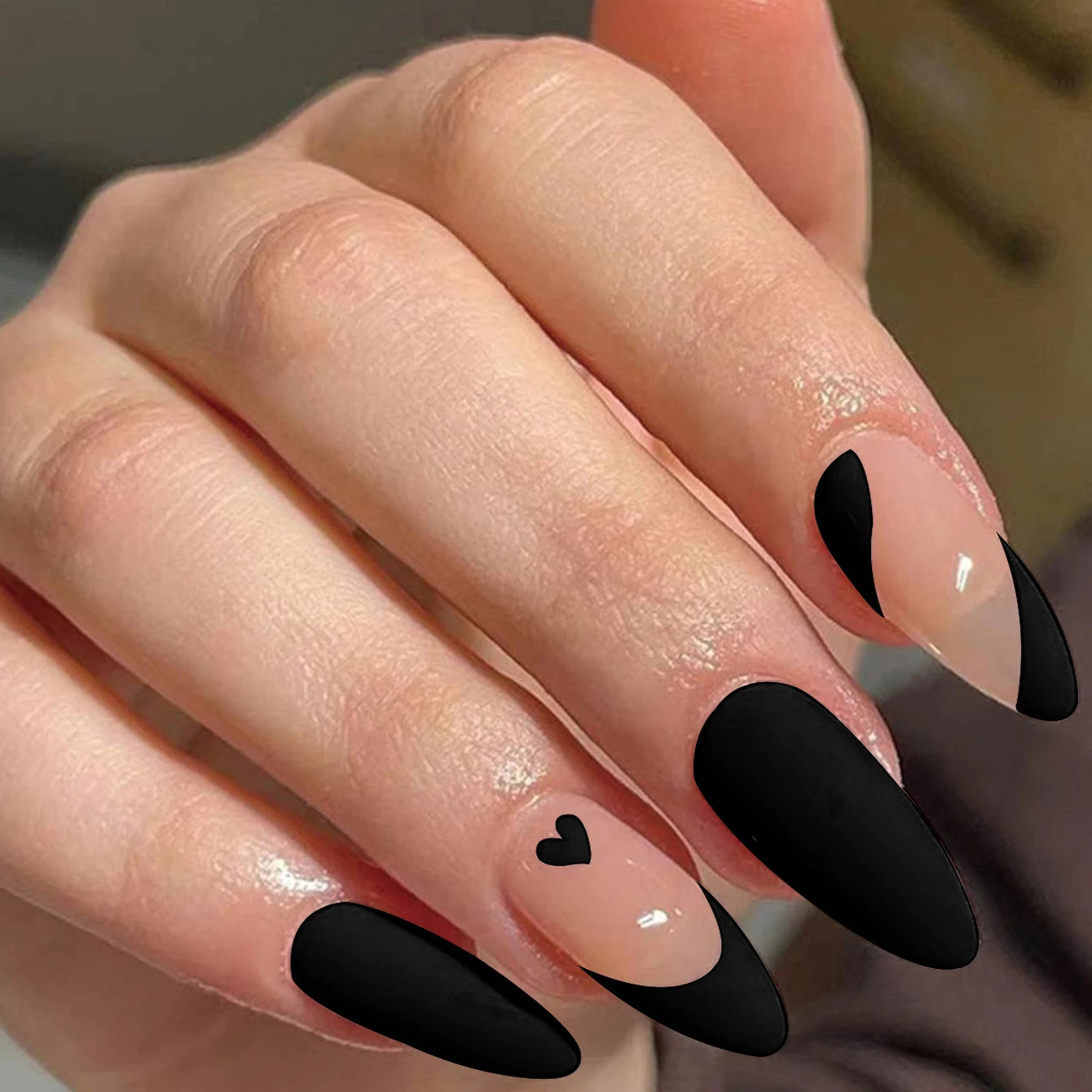 ARTAUG 24PCS Press On Nails Short Almond Wine Red High Saturation Fake Press On Nails Korean Press On Nails Valentine'S Day