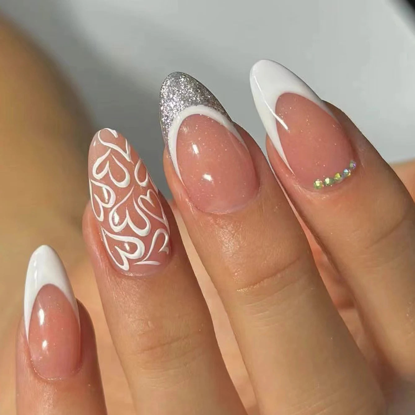 ARTAUG 24PCS Press On Nails Short Almond Wine Red High Saturation Fake Press On Nails Korean Press On Nails Valentine'S Day