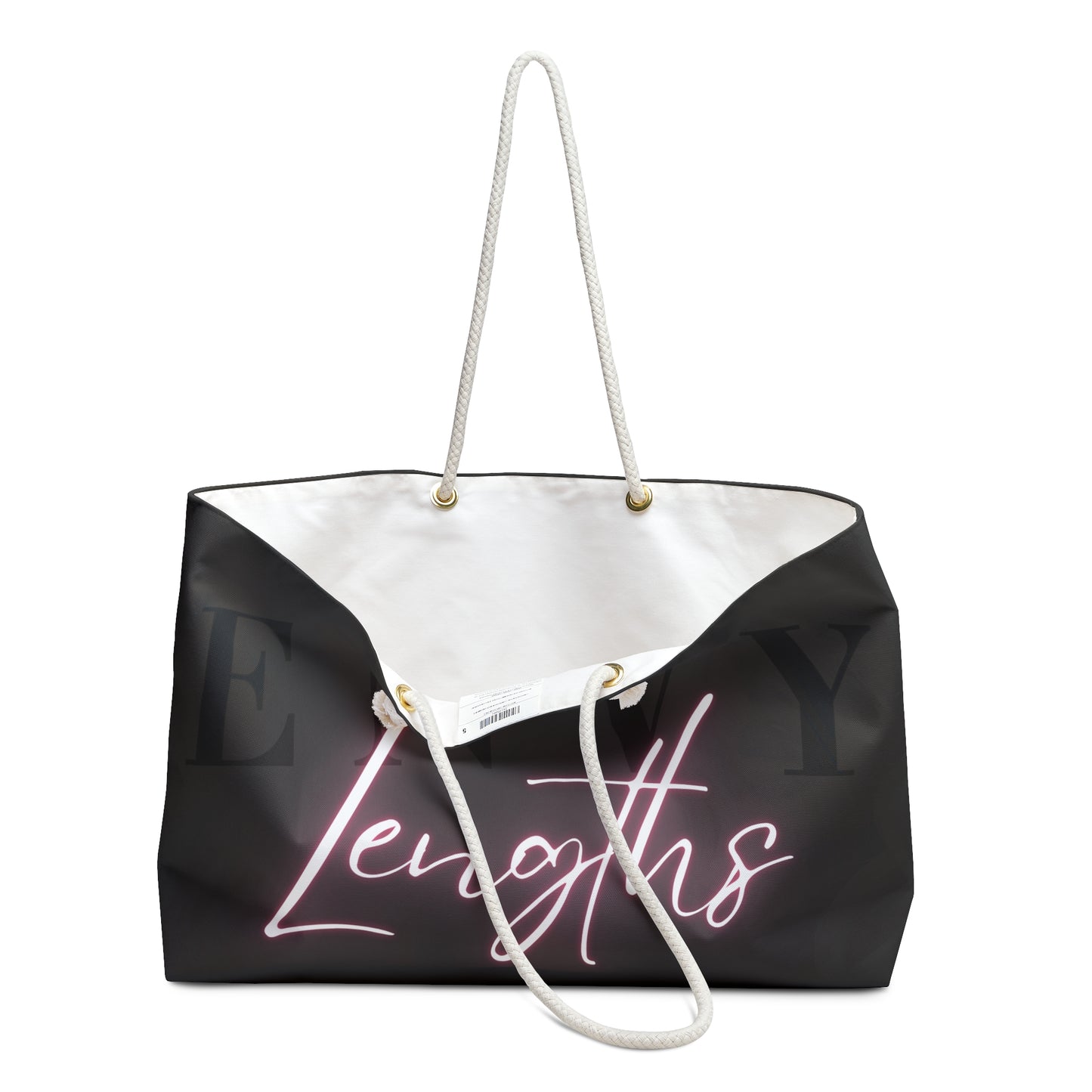 Weekend Bag — 'Envy Lengths' Neon Script Weekender Tote for Travel & Hair Pros