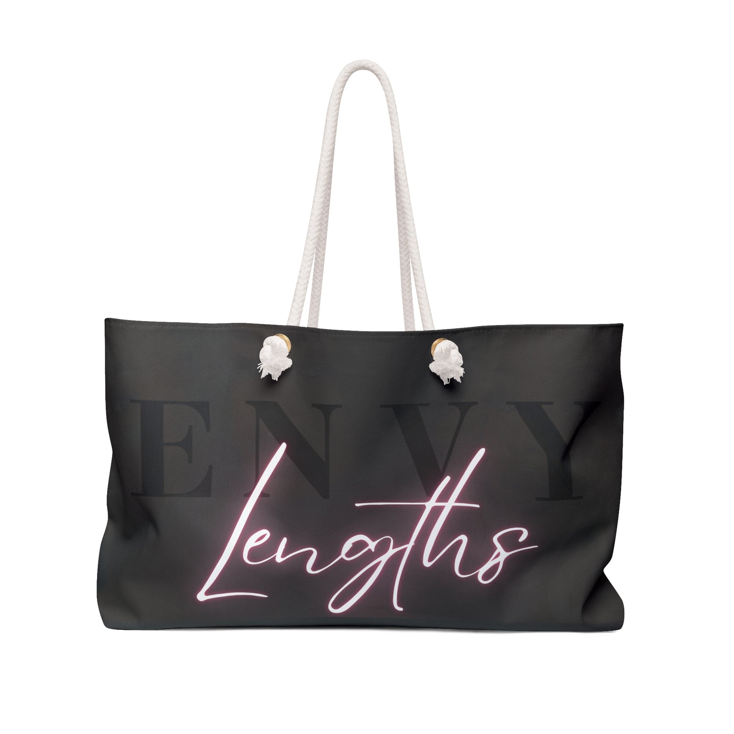 Weekend Bag — 'Envy Lengths' Neon Script Weekender Tote for Travel & Hair Pros