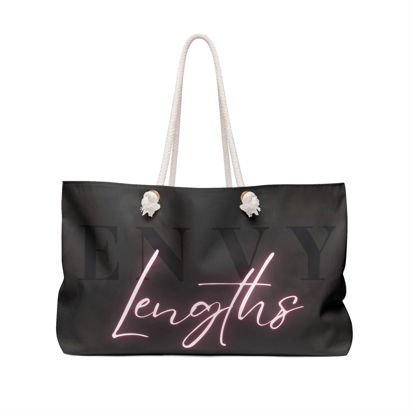 Weekend Bag — 'Envy Lengths' Neon Script Weekender Tote for Travel & Hair Pros
